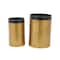Gold Metal Nesting Accent Table with Black Tray Tabletop Set